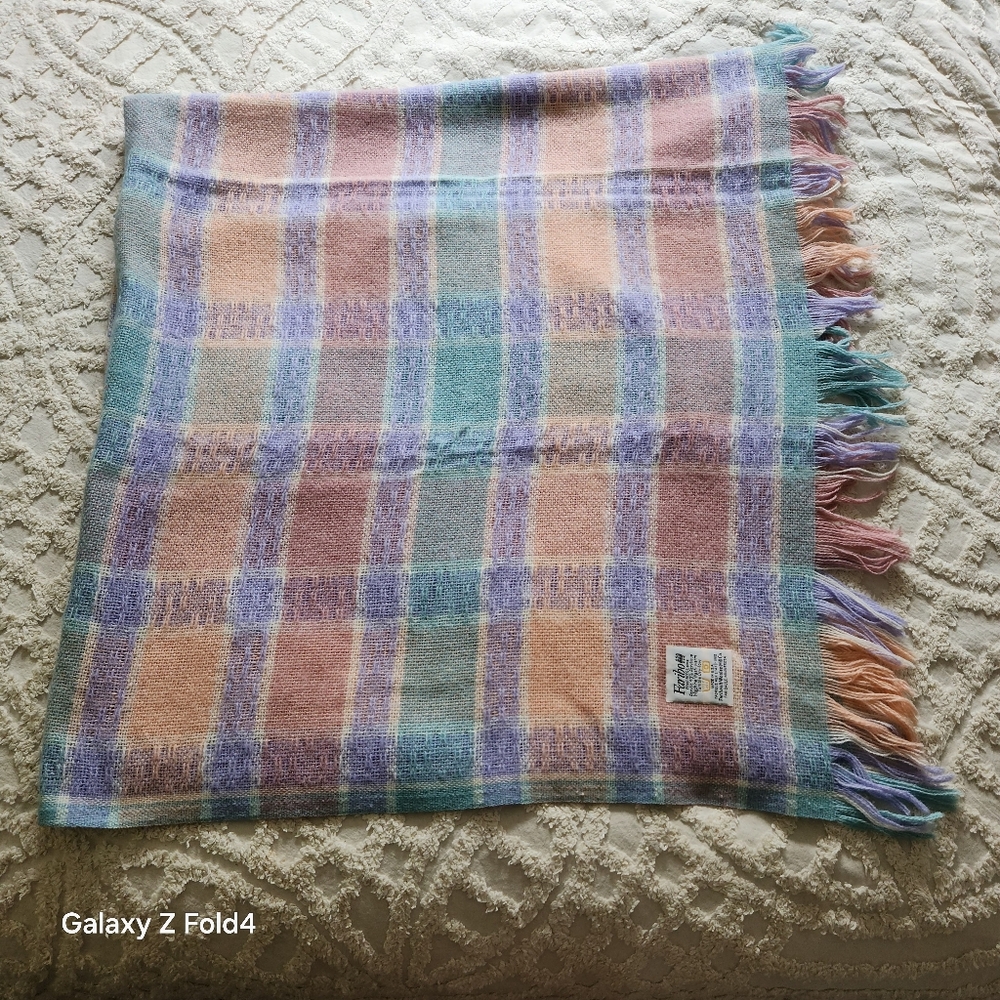 Faribault Pastel Plaid Throw Blanket - Picture 3 of 8